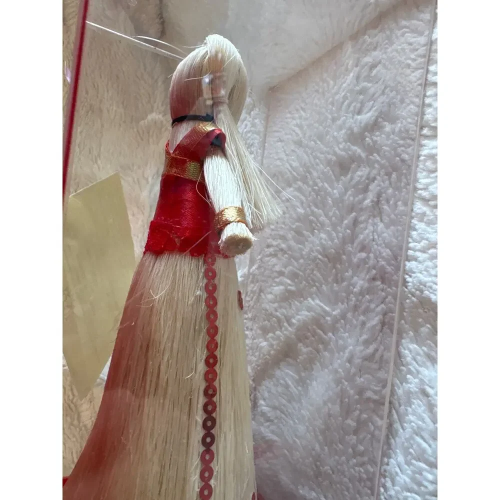 UNITY Native Corn Husk Angel Pine Cut Handmade Folk Art w/case small crack